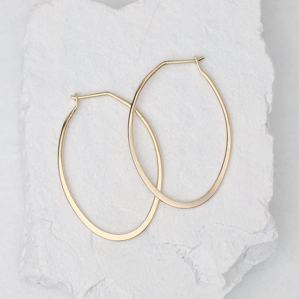 EAR-GF Flattened Oval Hoop Earring - 35mm Gold Filled