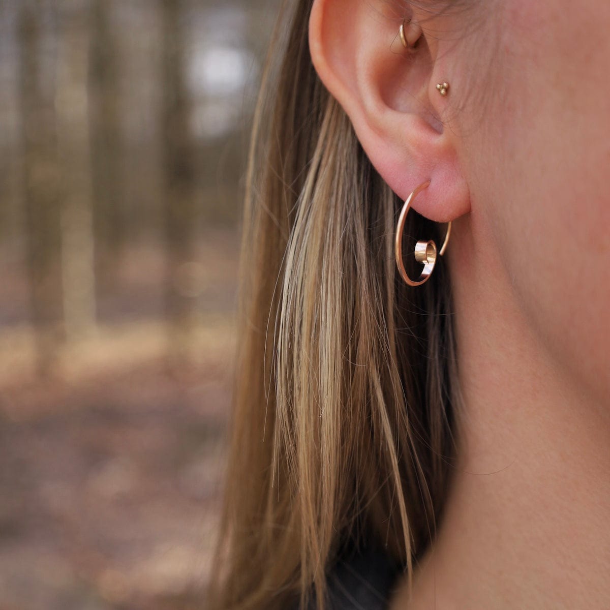 EAR-GF Forged Koru Earrings - Gold Filled