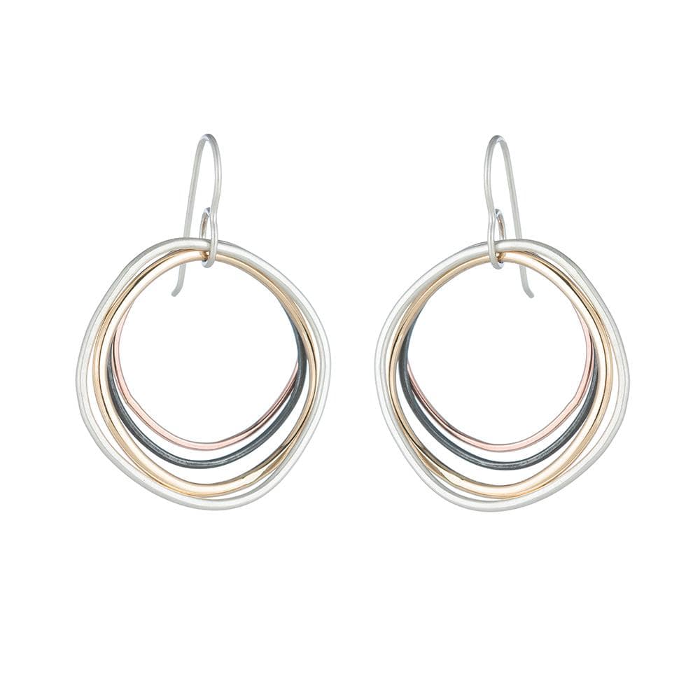 EAR-GF Four Color Multi Square Hoop Earrings