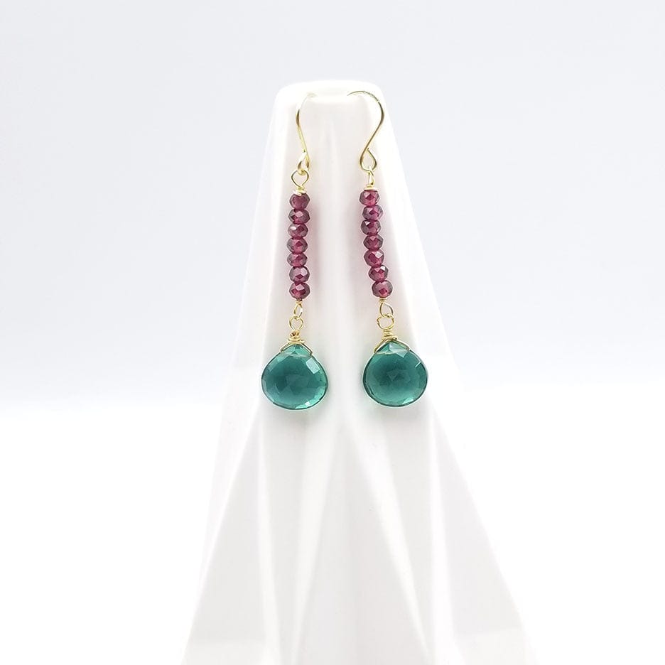 
                      
                        EAR-GF Garnet Rondelle Bar and Green Drop Earring
                      
                    