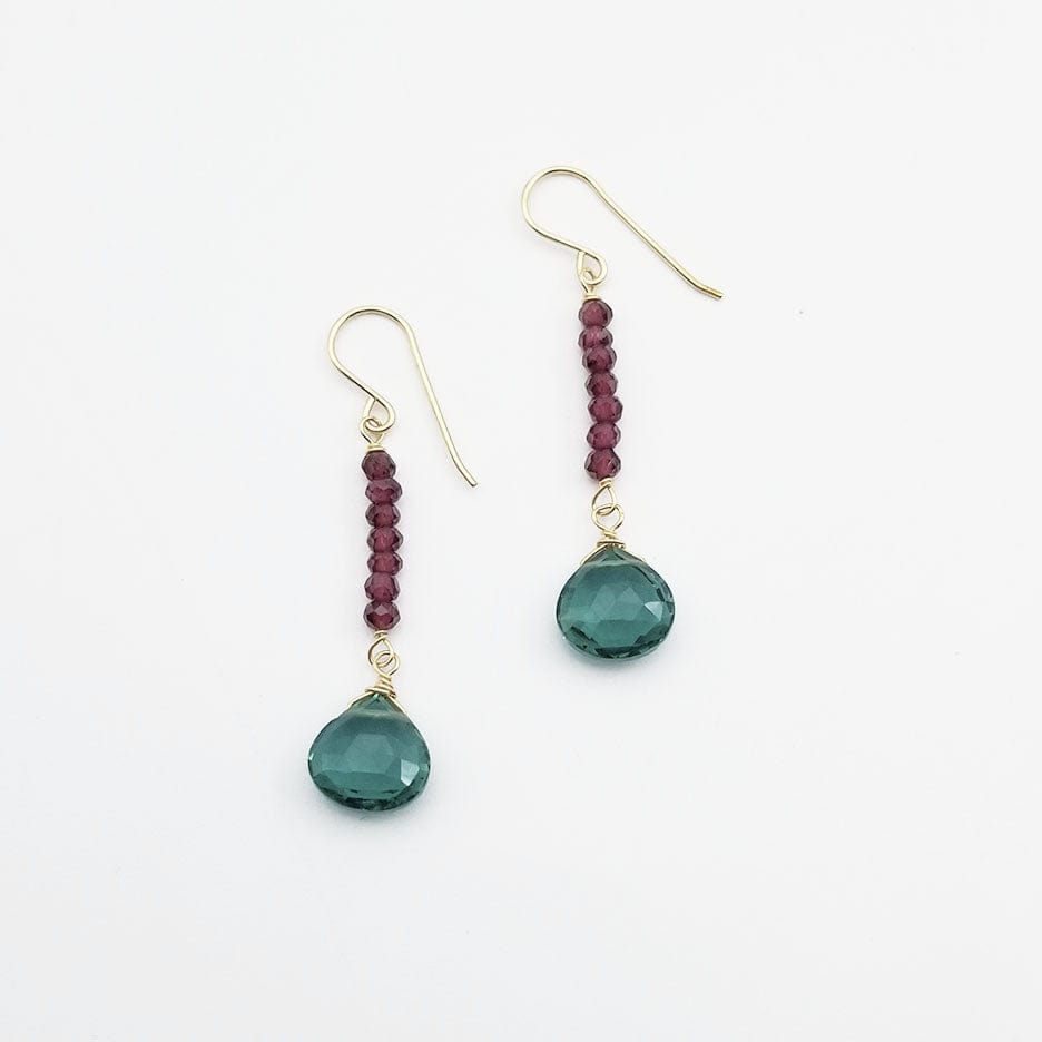 
                      
                        EAR-GF Garnet Rondelle Bar and Green Drop Earring
                      
                    