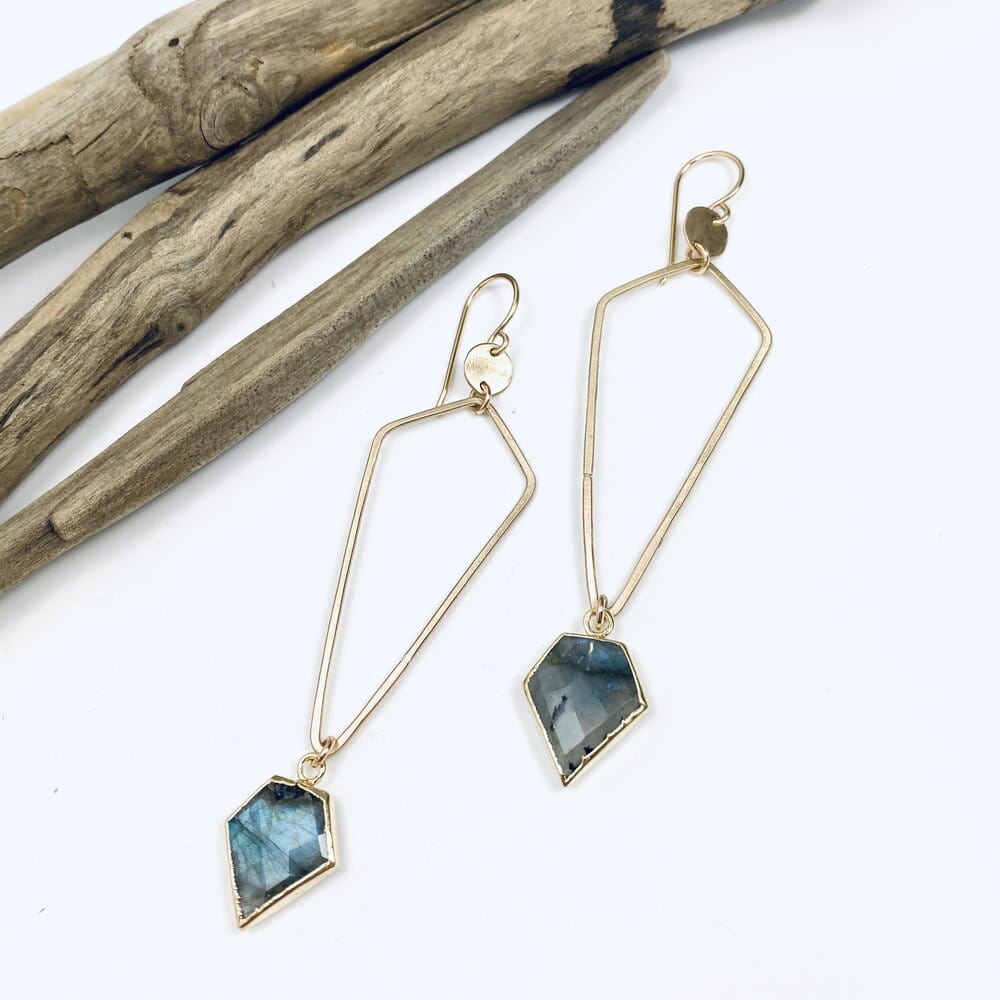 EAR-GF Geo Statement Labradorite Drop Earrings