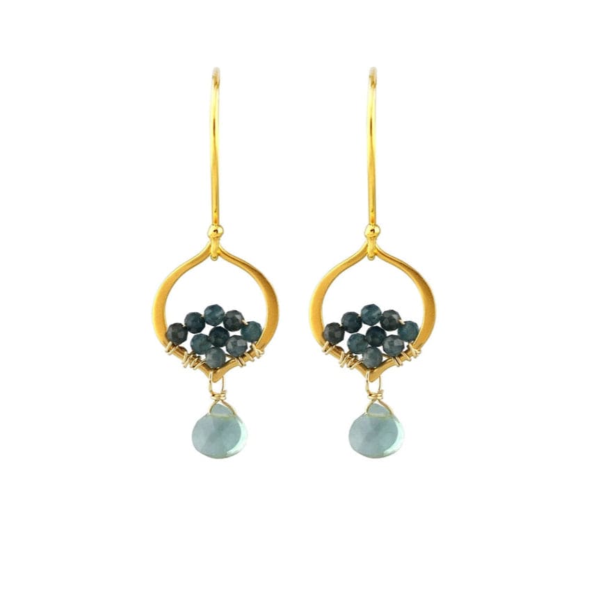 ear-gf Gold Arabesque Earrings in Green Quartz