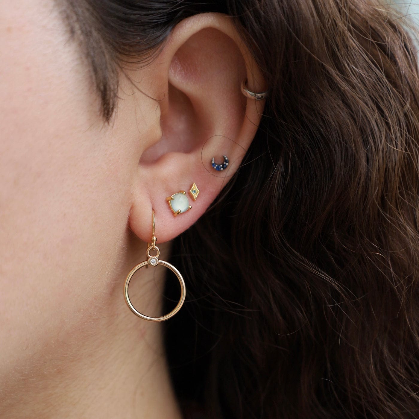 EAR-GF Gold Diamond Circle Earrings