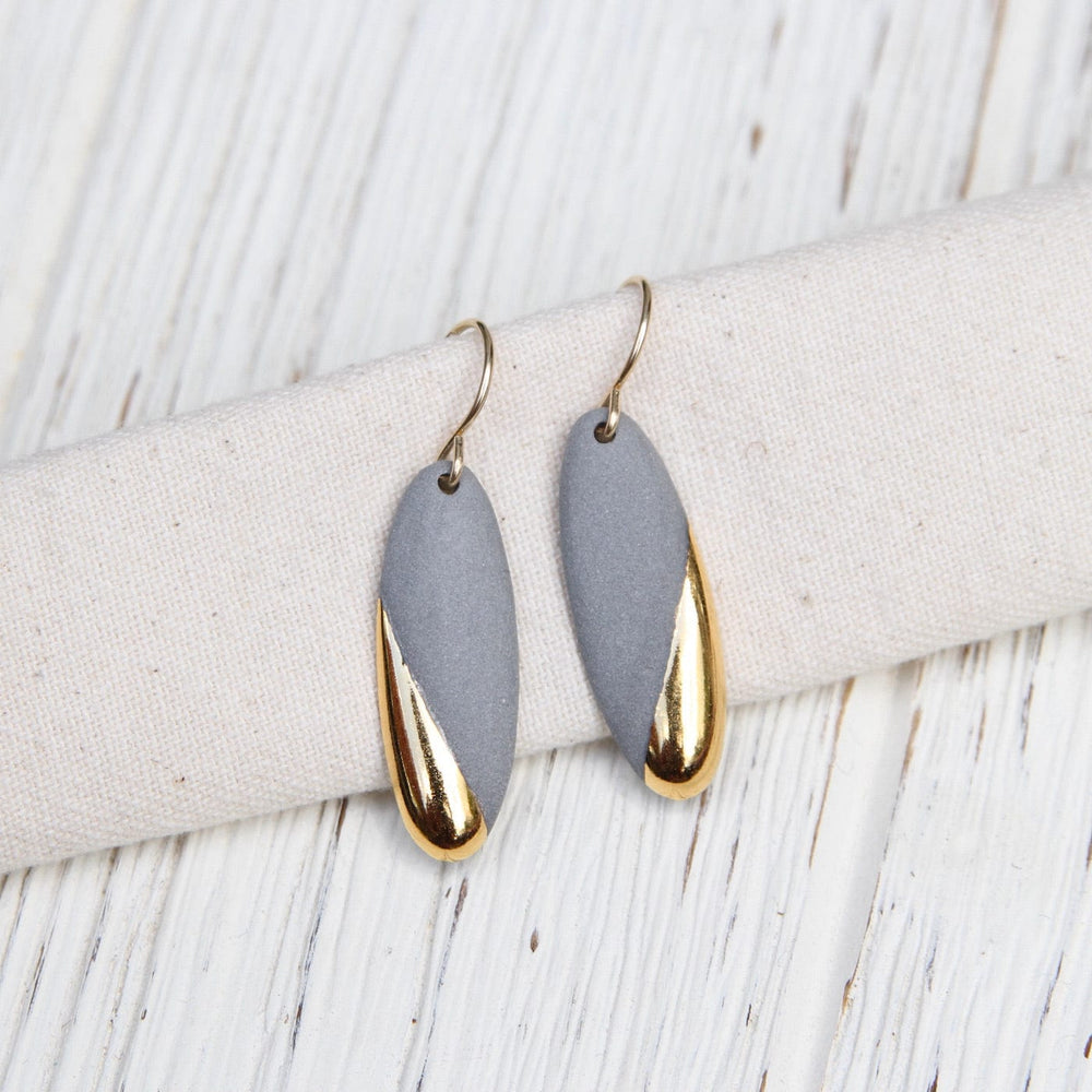 
                  
                    EAR-GF Gold Dipped Long Oval Earring - Grey
                  
                