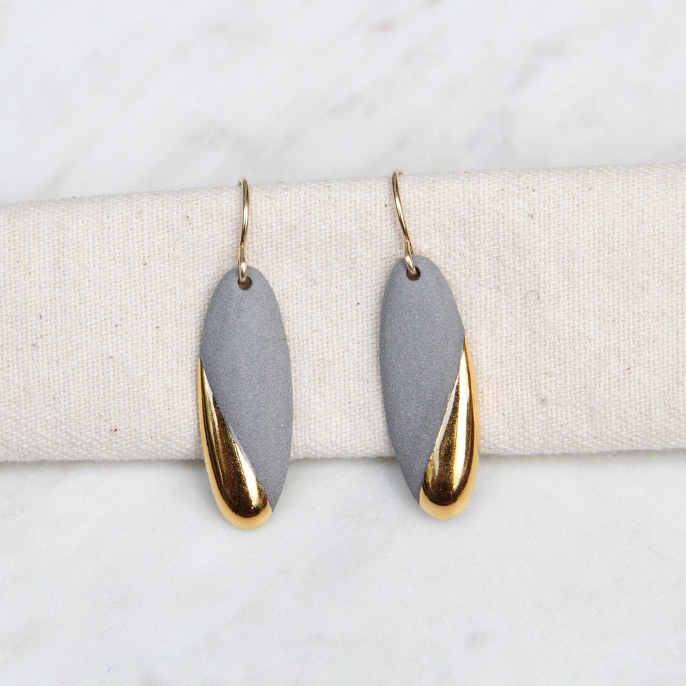 
                  
                    EAR-GF Gold Dipped Long Oval Earring - Grey
                  
                