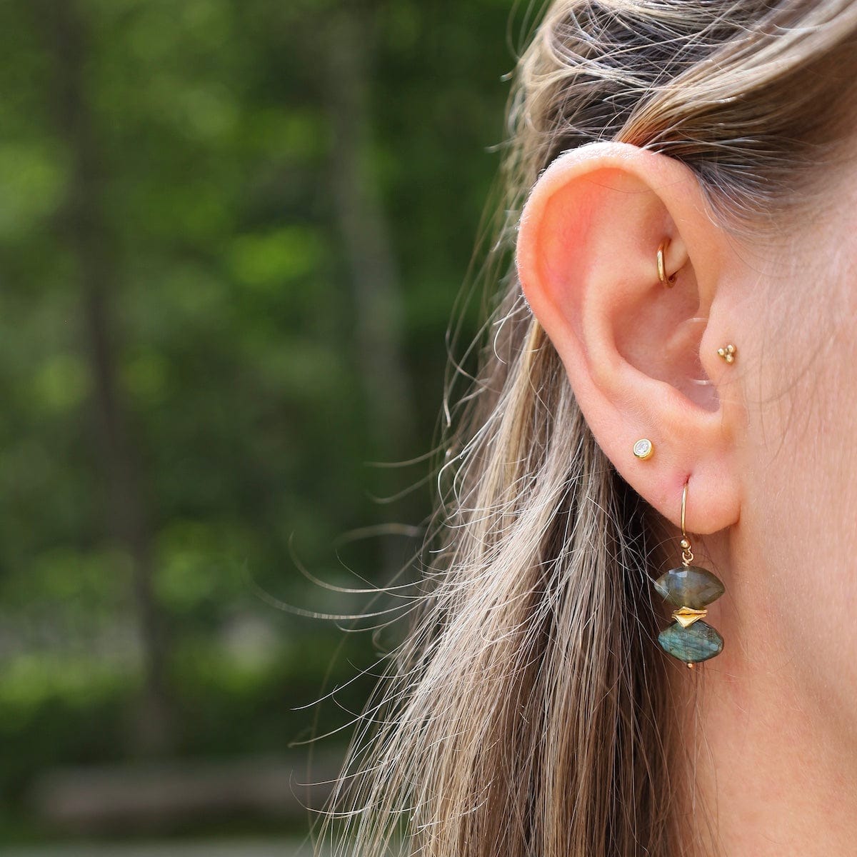 EAR-GF Gold Fill Double Labradorite Marquis Cut Drop Earrings