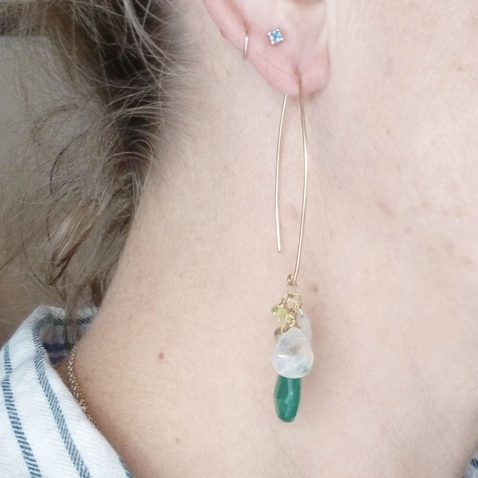 EAR-GF Gold Fill Pass-Through Green Drop Earring