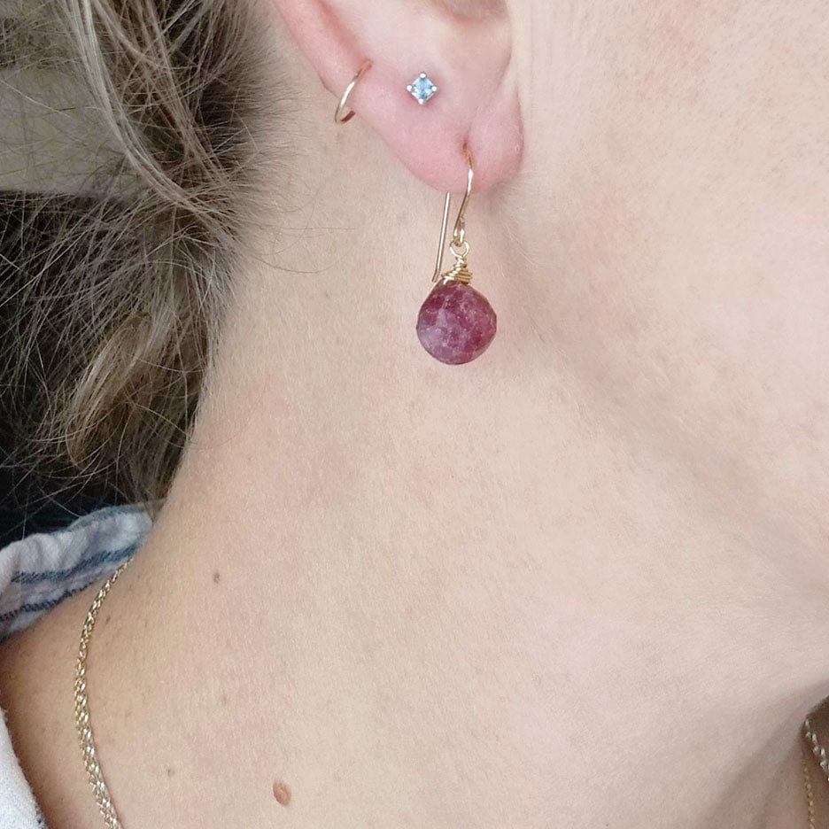 EAR-GF Gold Fill Ruby Drop Earring