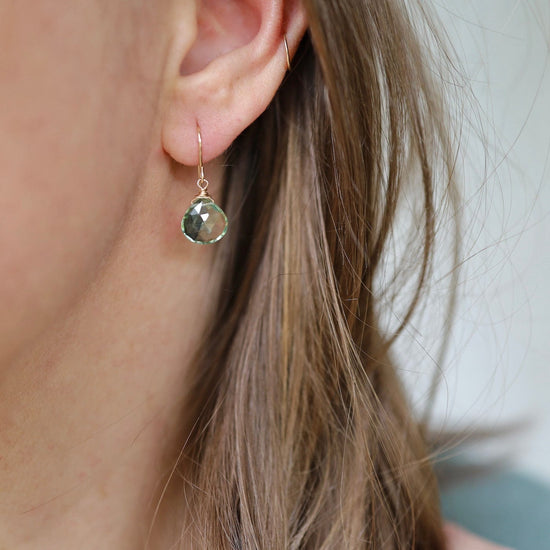 EAR-GF Gold Filled 10mm Green Amethyst Drop Earring