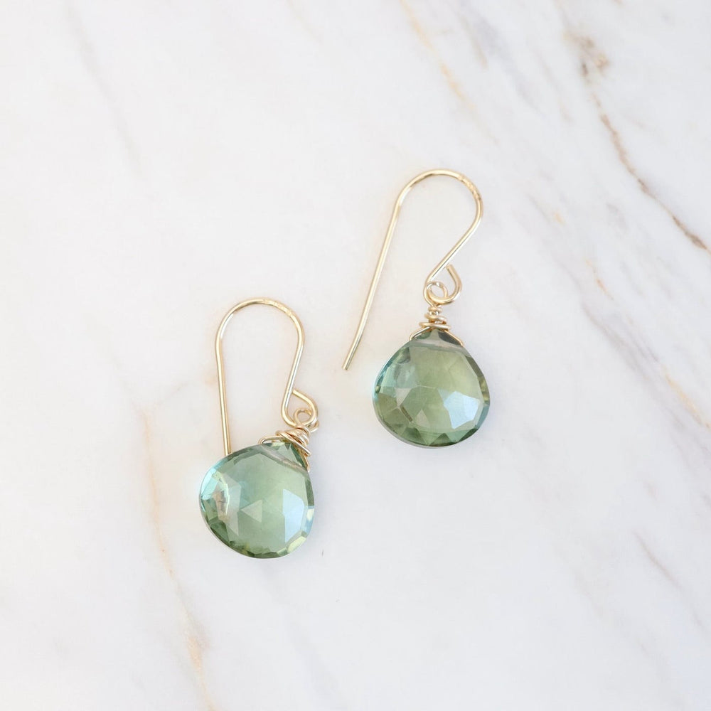 EAR-GF Gold Filled 10mm Green Amethyst Drop Earring