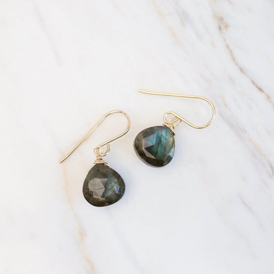 Load image into Gallery viewer, EAR-GF Gold Filled 10mm Labradorite Drop Earring
