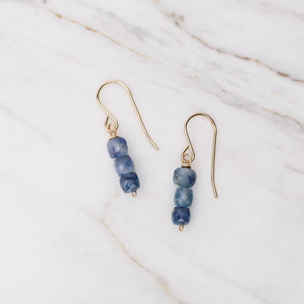 EAR-GF Gold Filled 3 Kyanite Cube Stack Drop Earring