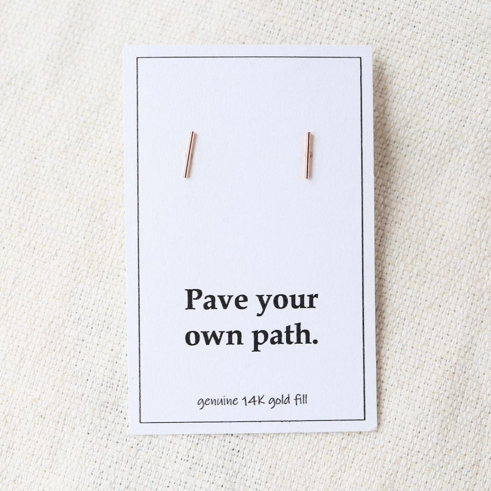 
                      
                        EAR-GF Gold Filled Bar Posts on Card " Pave Your Own Path
                      
                    