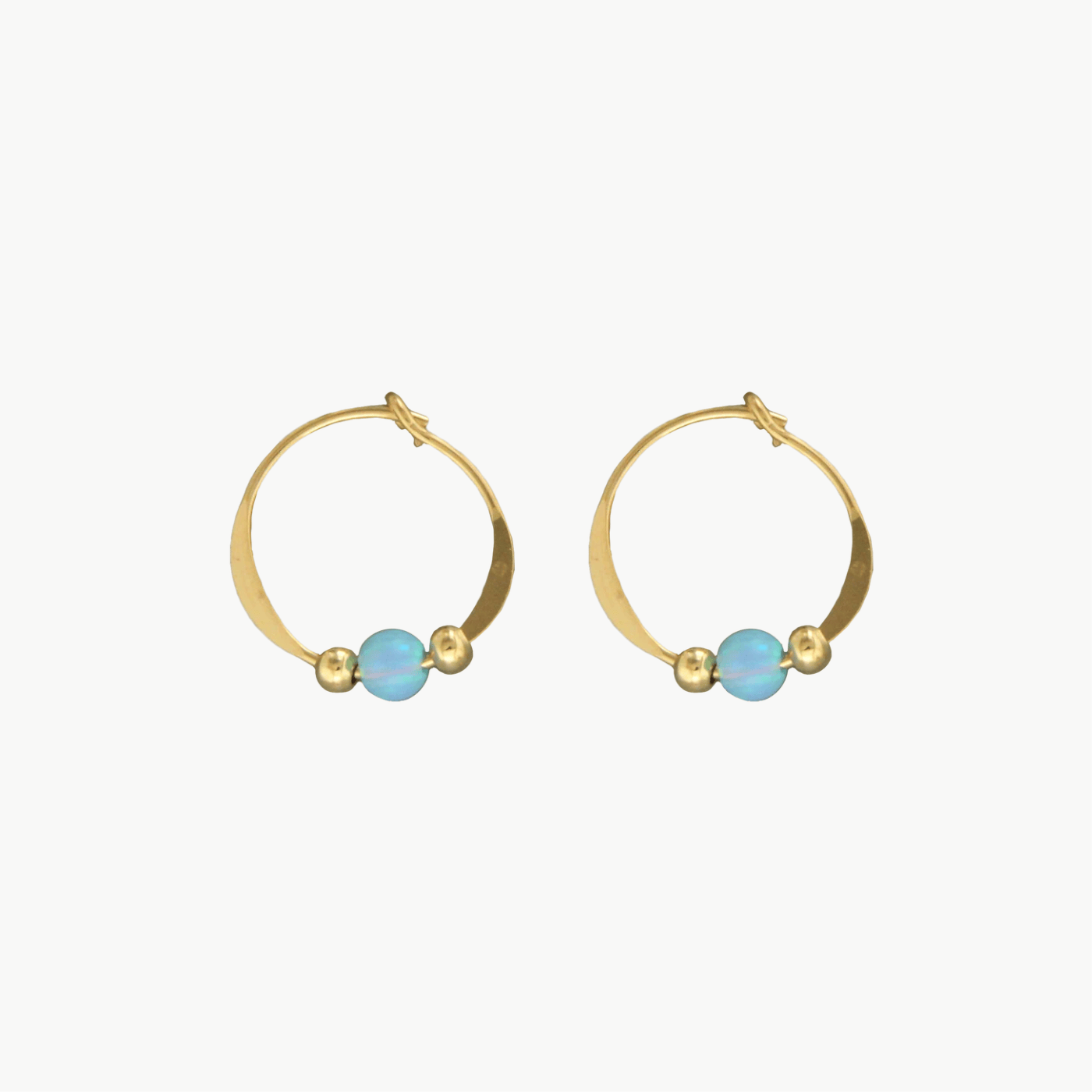 EAR-GF Gold Filled Blue Opal Beaded Hoop Earrings