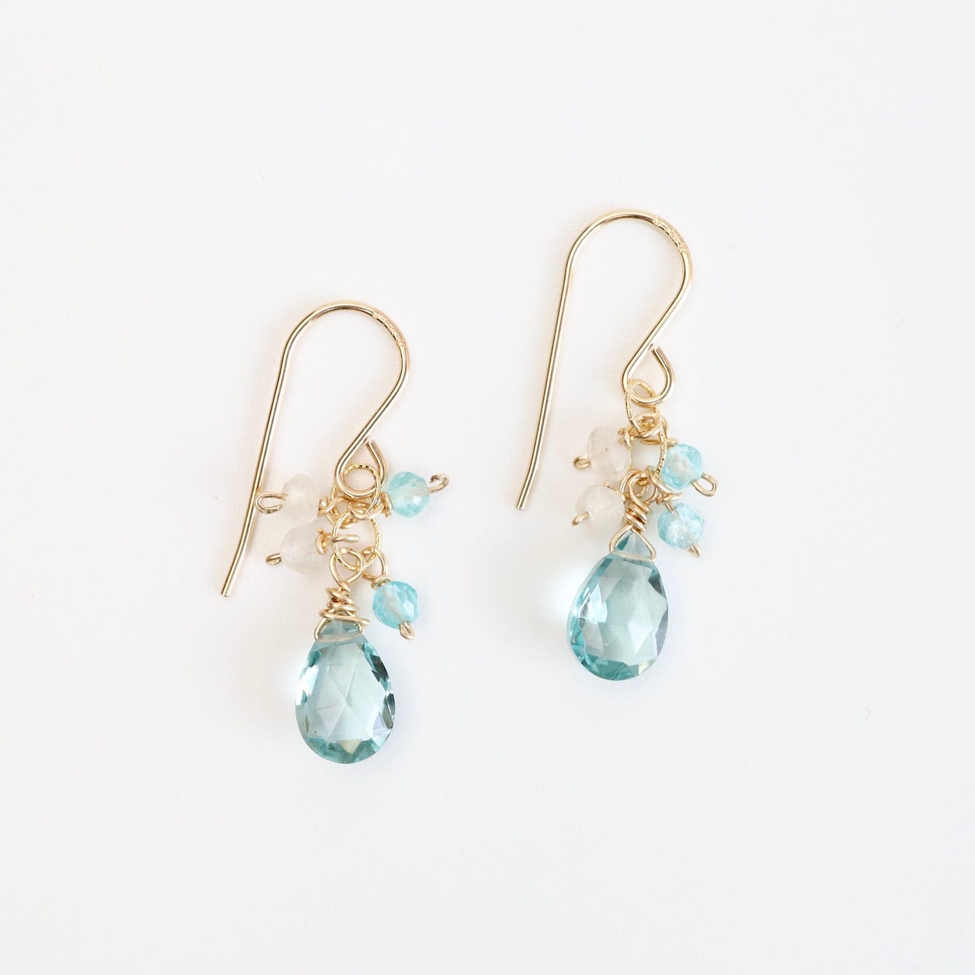 EAR-GF Gold Filled Blue Topaz Rondelle Cluster Earring