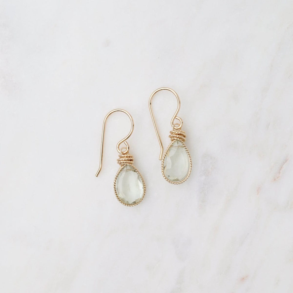 EAR-GF Gold Filled Braided Earrings with Green Amethyst