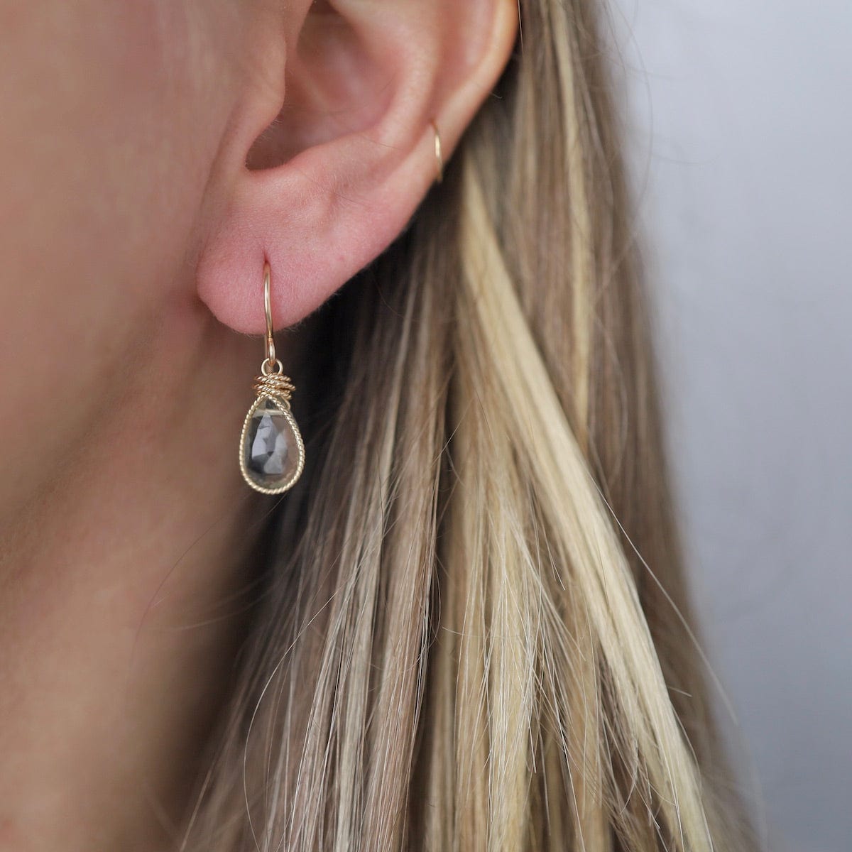 EAR-GF Gold Filled Braided Earrings with Green Amethyst