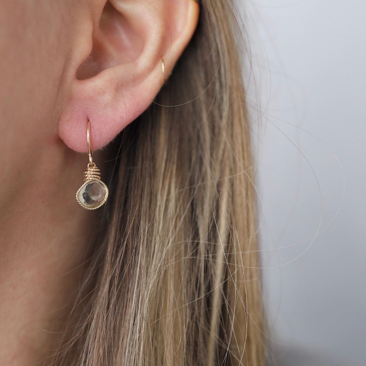 EAR-GF Gold Filled Braided Earrings with Lemon Topaz