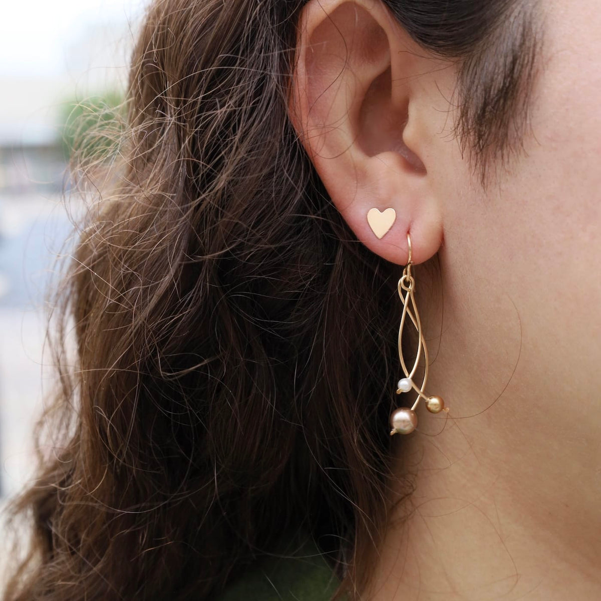EAR-GF Gold Filled & Bronze Talking Friends Pearl Earrings