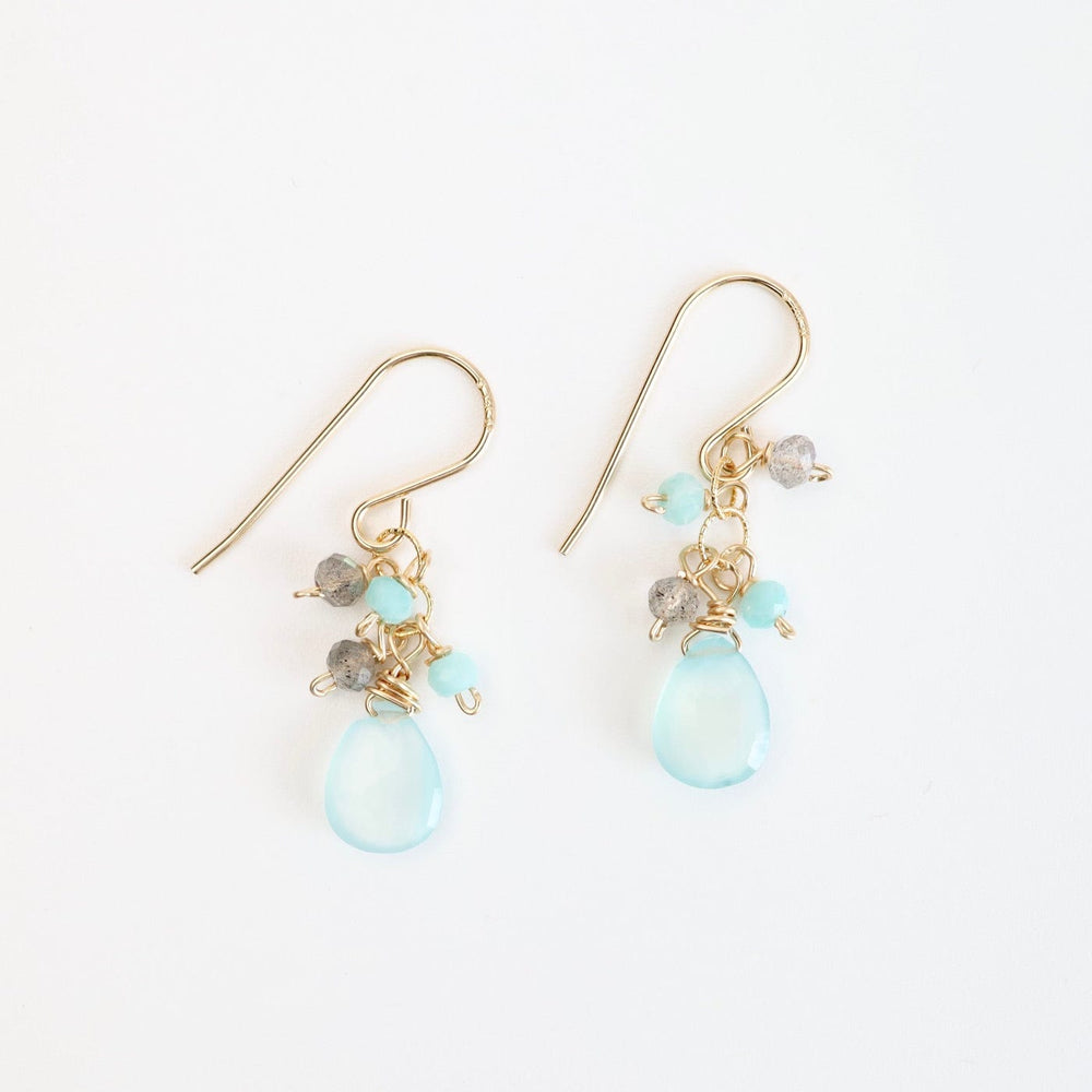 EAR-GF Gold Filled Chalcedony Rondelle Cluster Earring