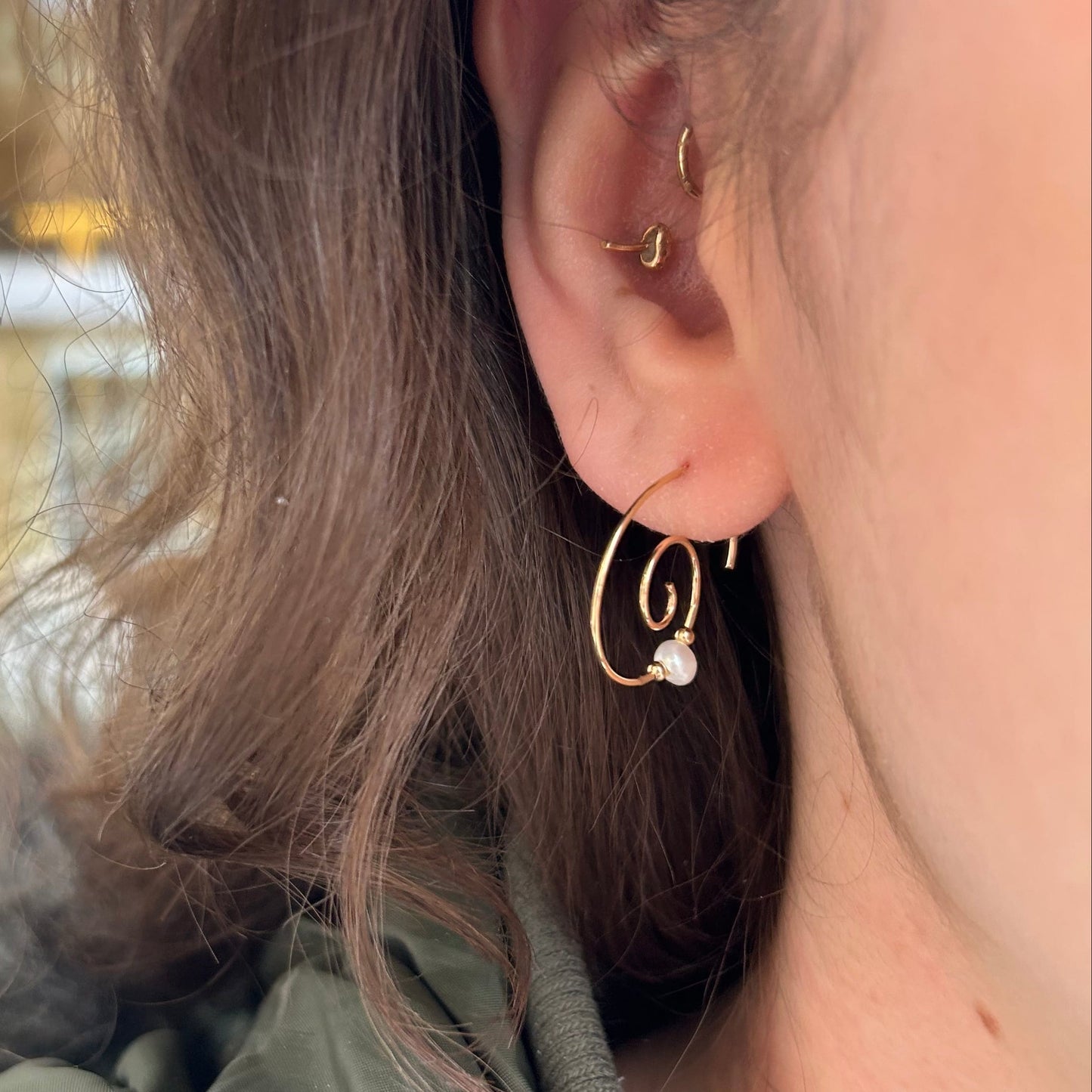 EAR-GF Gold Filled Coil with Pearls Earrings