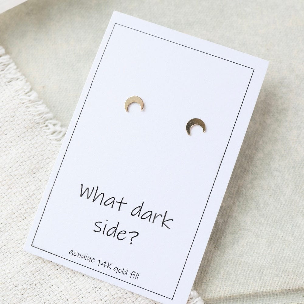 
                      
                        EAR-GF Gold Filled Crescent Moon Posts on Card "What Dark
                      
                    