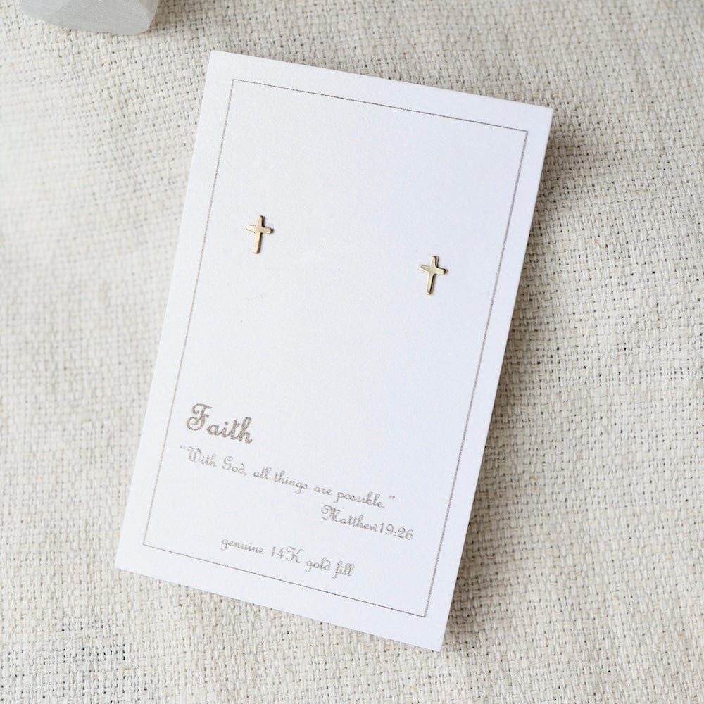 
                      
                        EAR-GF Gold Filled Cross Posts on Card "Faith."
                      
                    