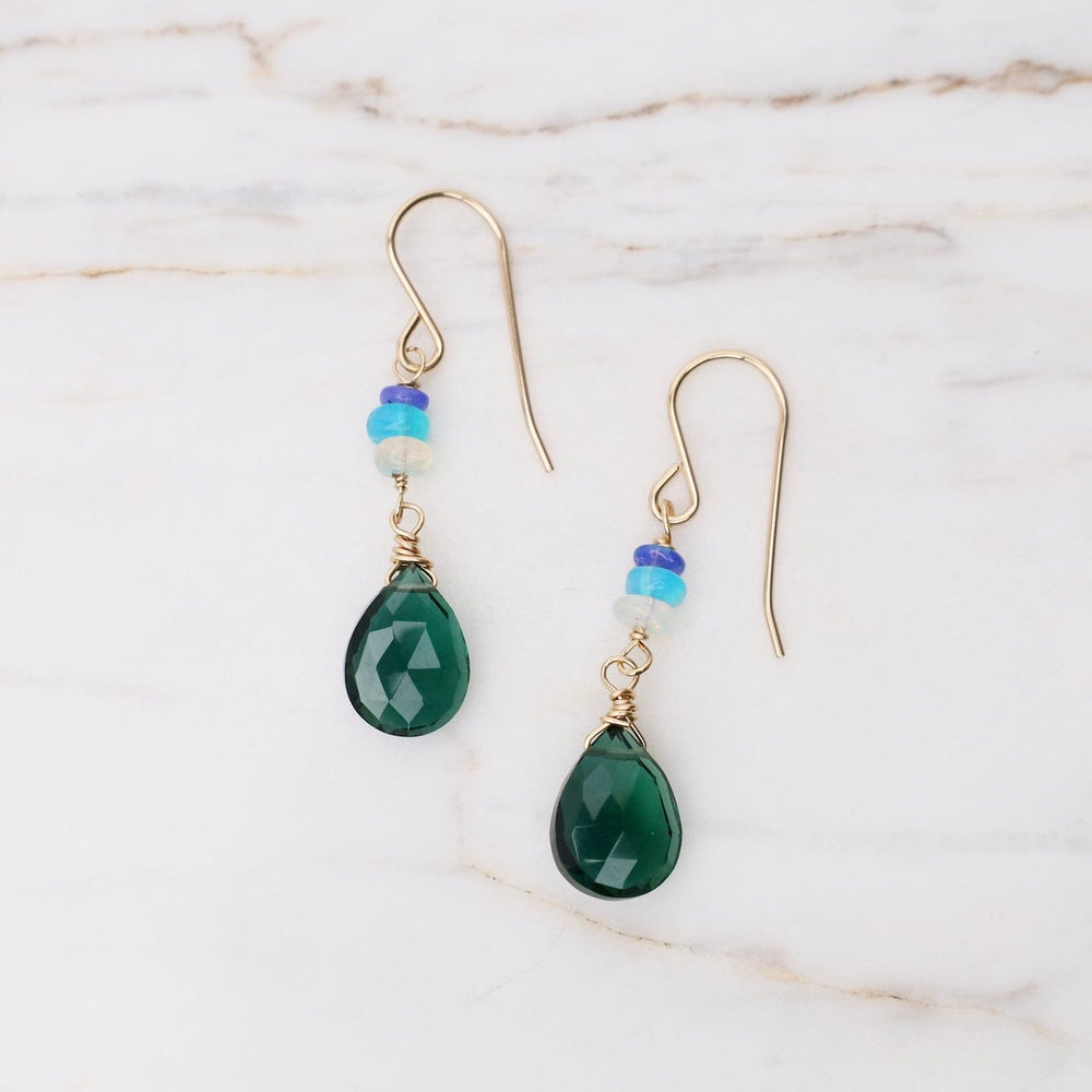 EAR-GF Gold Filled Earrings with  Indicolite Quartz & Rai