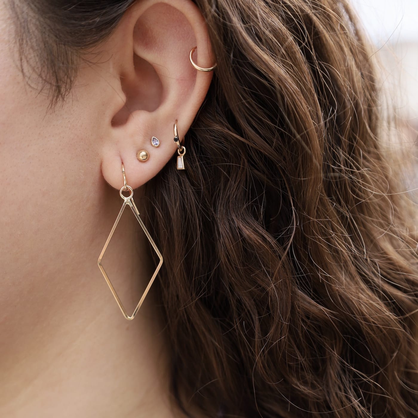 EAR-GF Gold Filled Elongated Diamond Square Wire Earrings