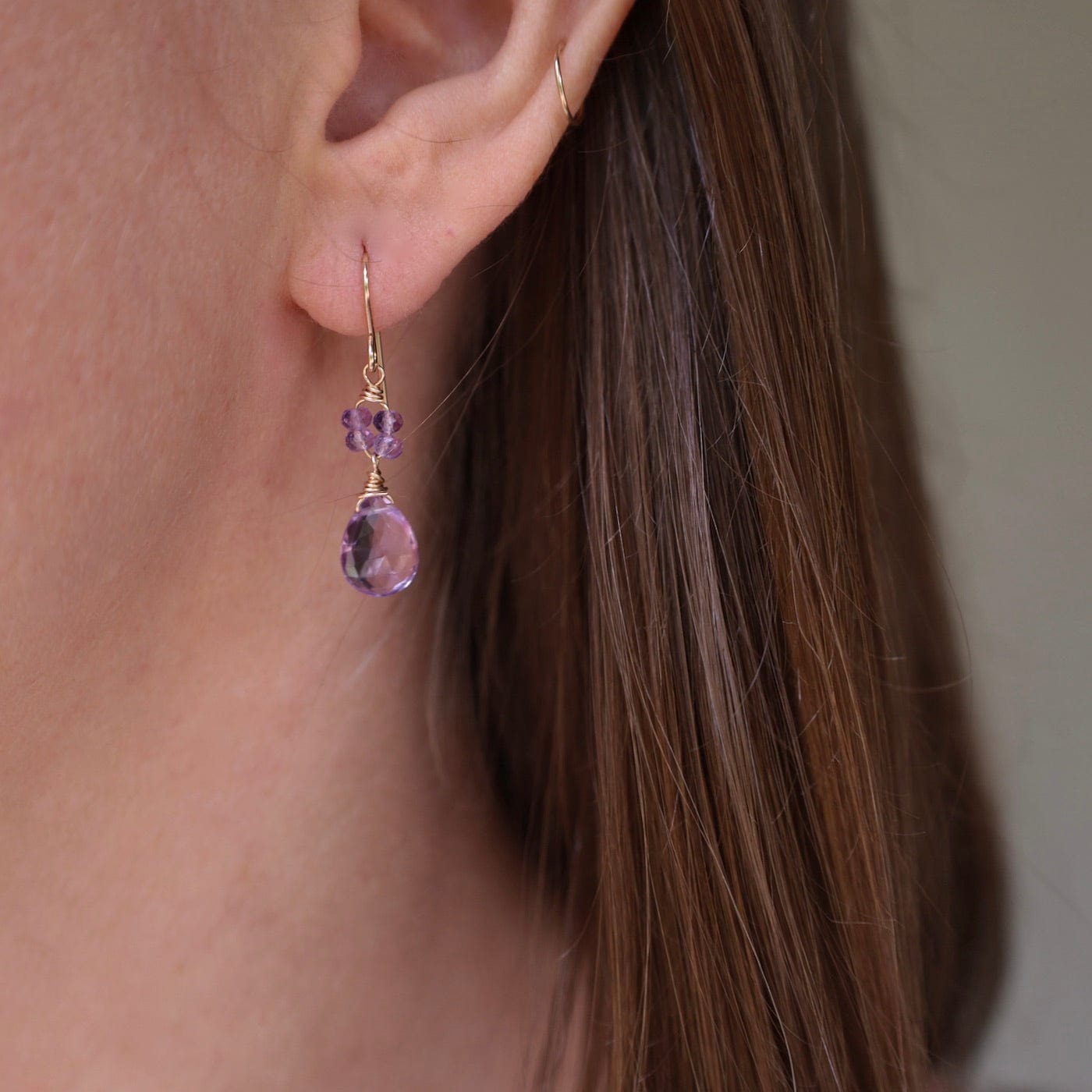 EAR-GF Gold Filled Flower Cluster with Pink Amethyst Earring