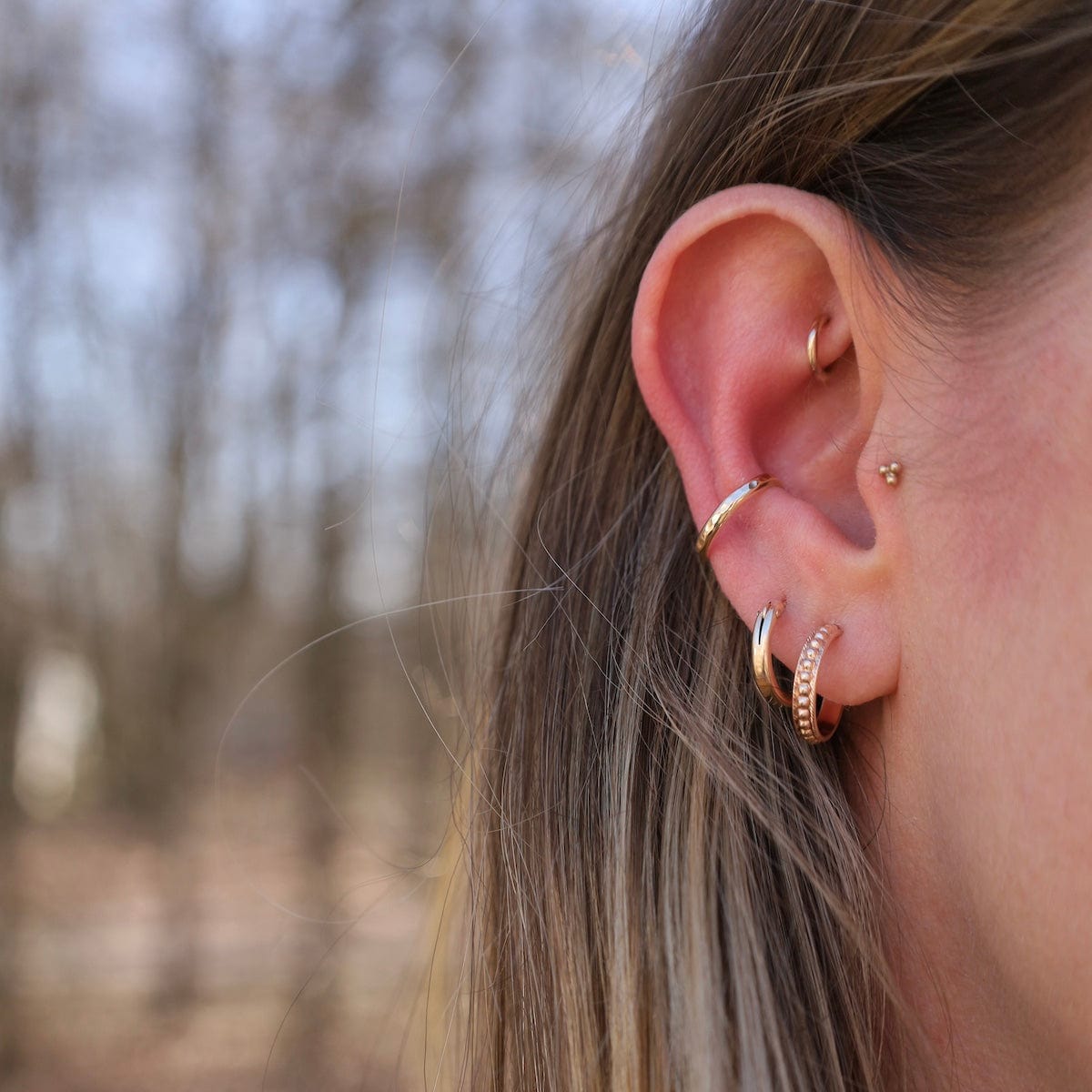 EAR-GF Gold Filled Framed Beaded Hoops
