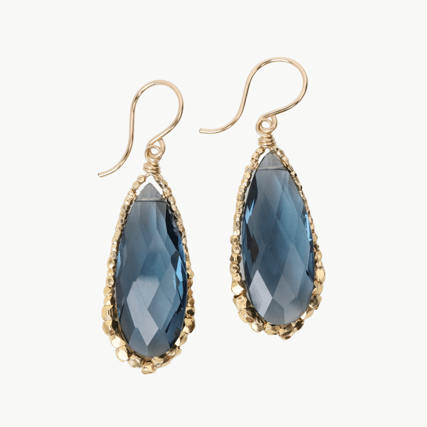 EAR-GF Gold Filled Graduated Nugget Teardrop Frame Earrings