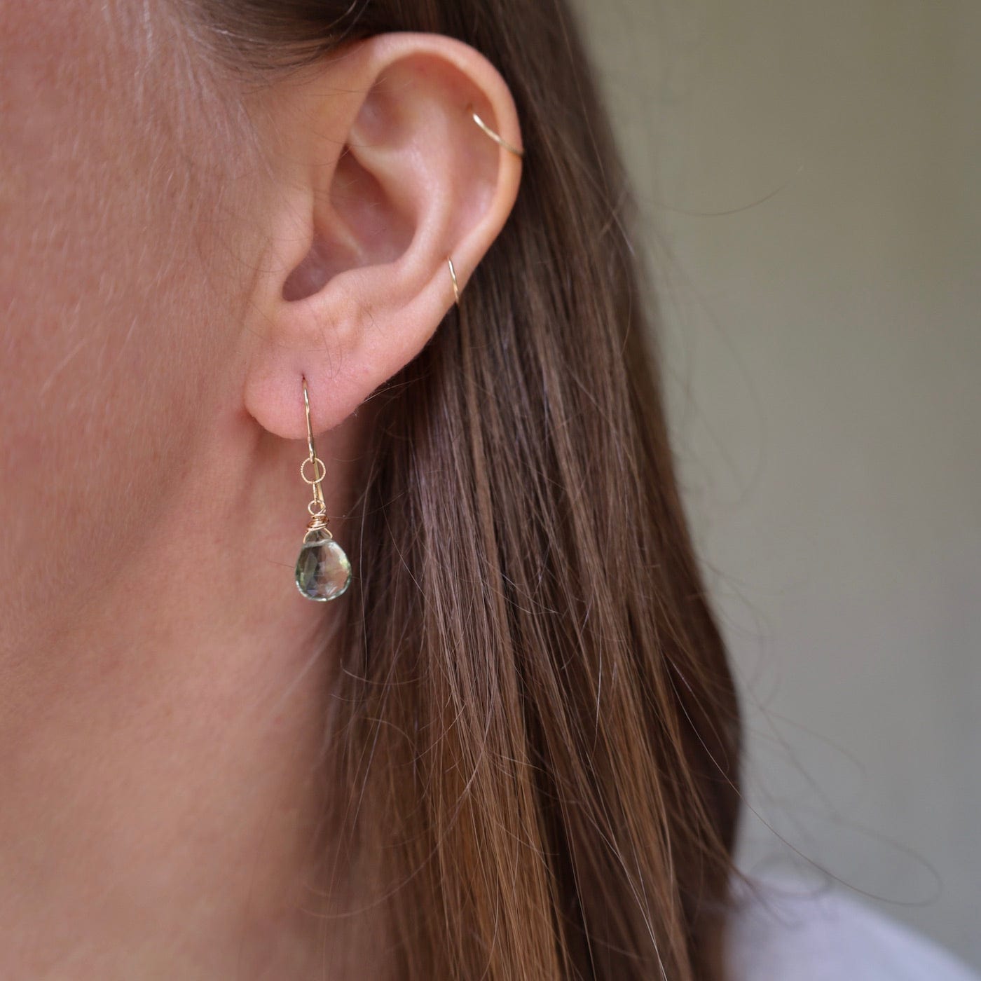 EAR-GF Gold Filled Green Amethyst Drops Earring