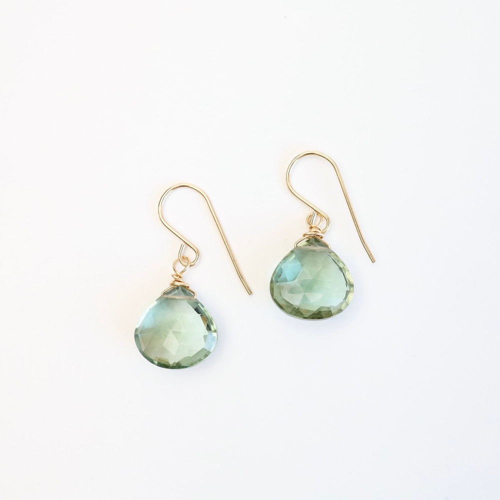 EAR-GF Gold Filled Green Amethyst Teardrop Earring