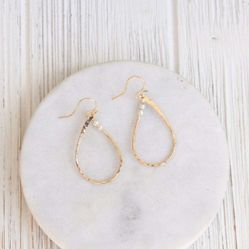 EAR-GF Gold Filled Hammered Teardrop