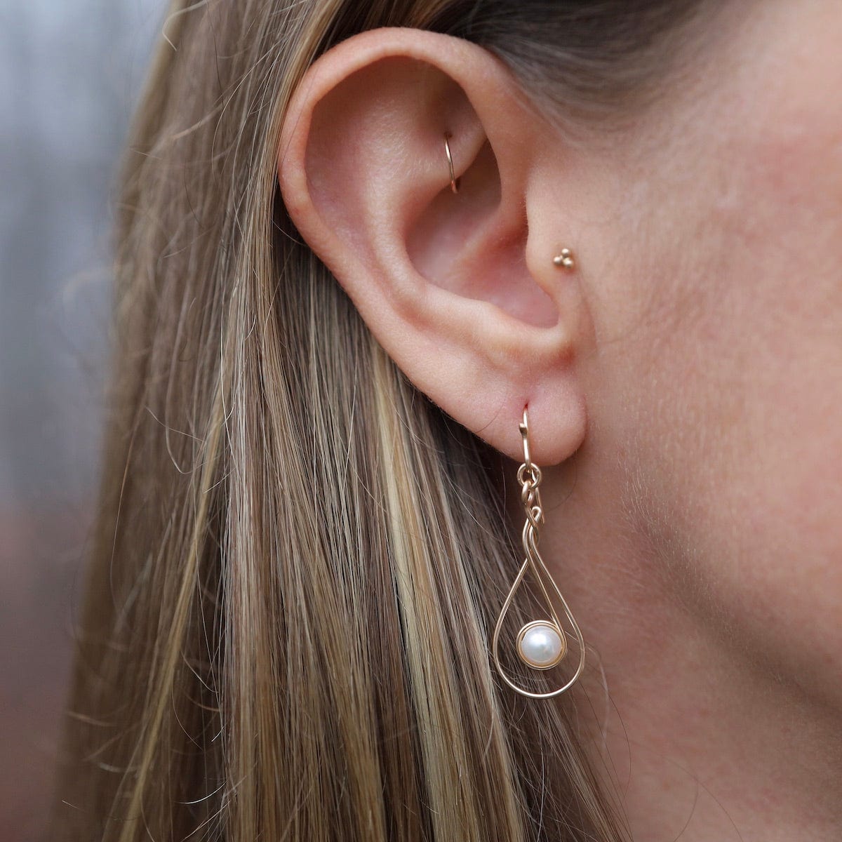 EAR-GF Gold Filled Hanging Pearl Earrings