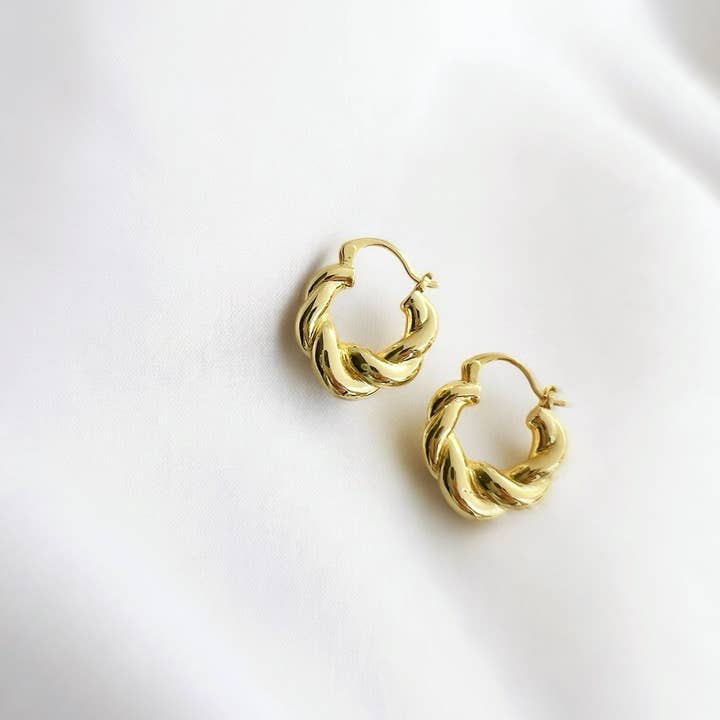 EAR-GF Gold Filled Hannah Croissant Twist Hoops Earrings