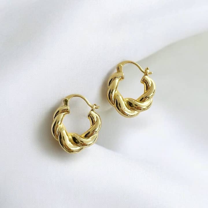 EAR-GF Gold Filled Hannah Croissant Twist Hoops Earrings