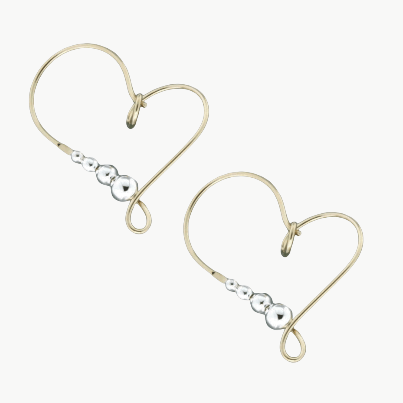 EAR-GF Gold Filled Heart Shape Earrings with Sterling Silver Beads