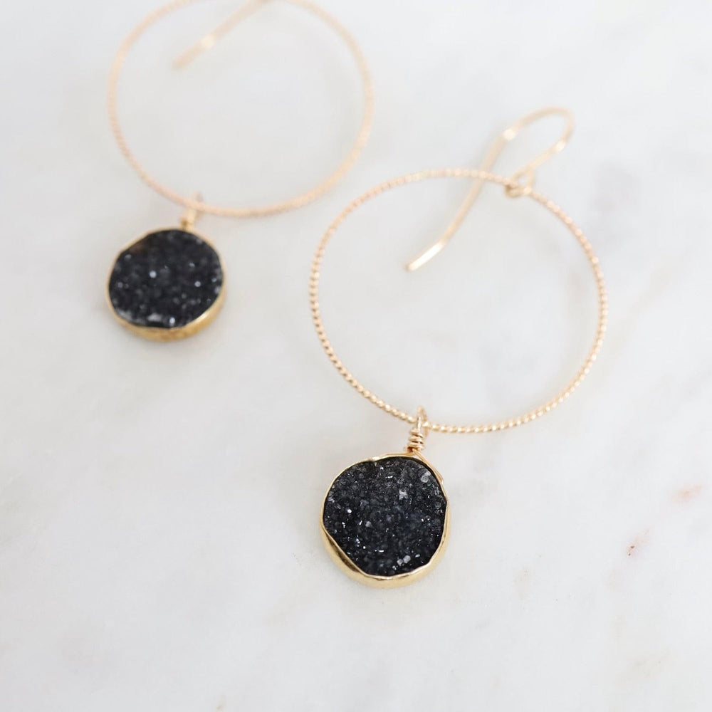 
                  
                    EAR-GF Gold Filled Hoop with Black Druzy Drop Earring
                  
                