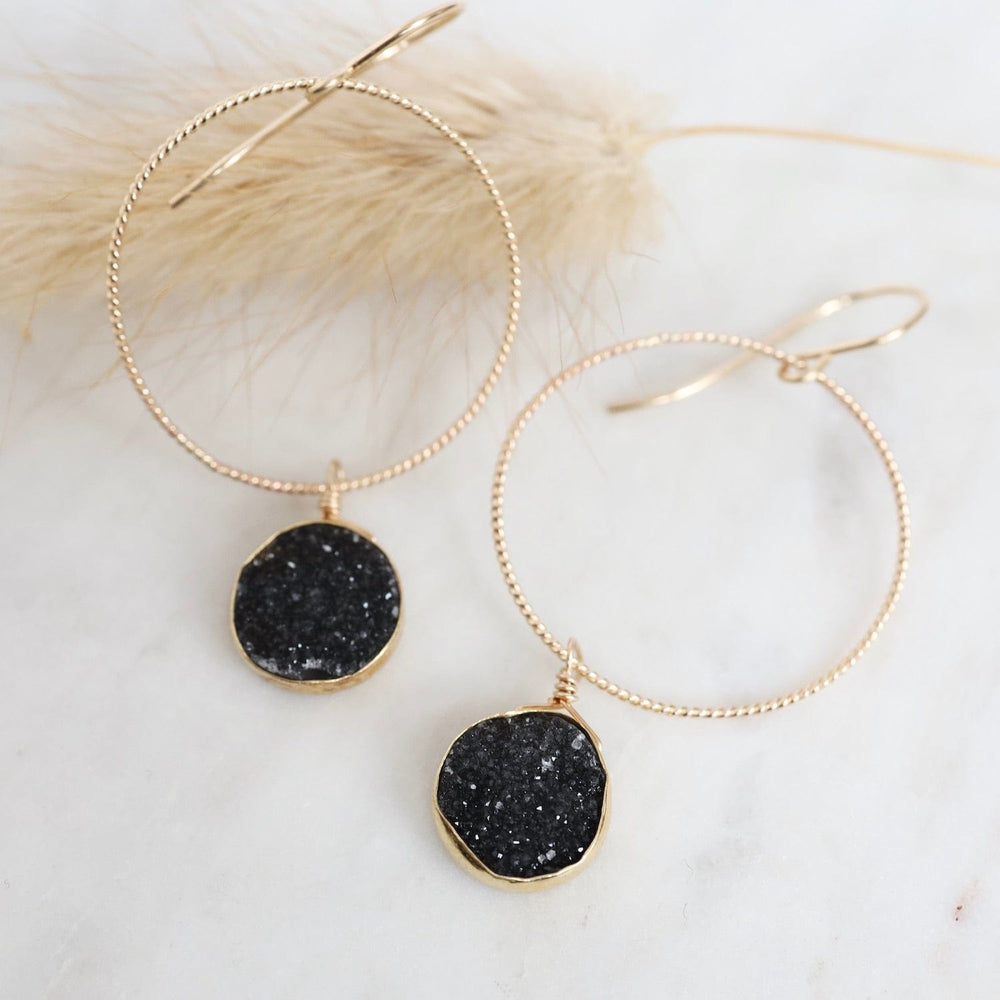 
                  
                    EAR-GF Gold Filled Hoop with Black Druzy Drop Earring
                  
                