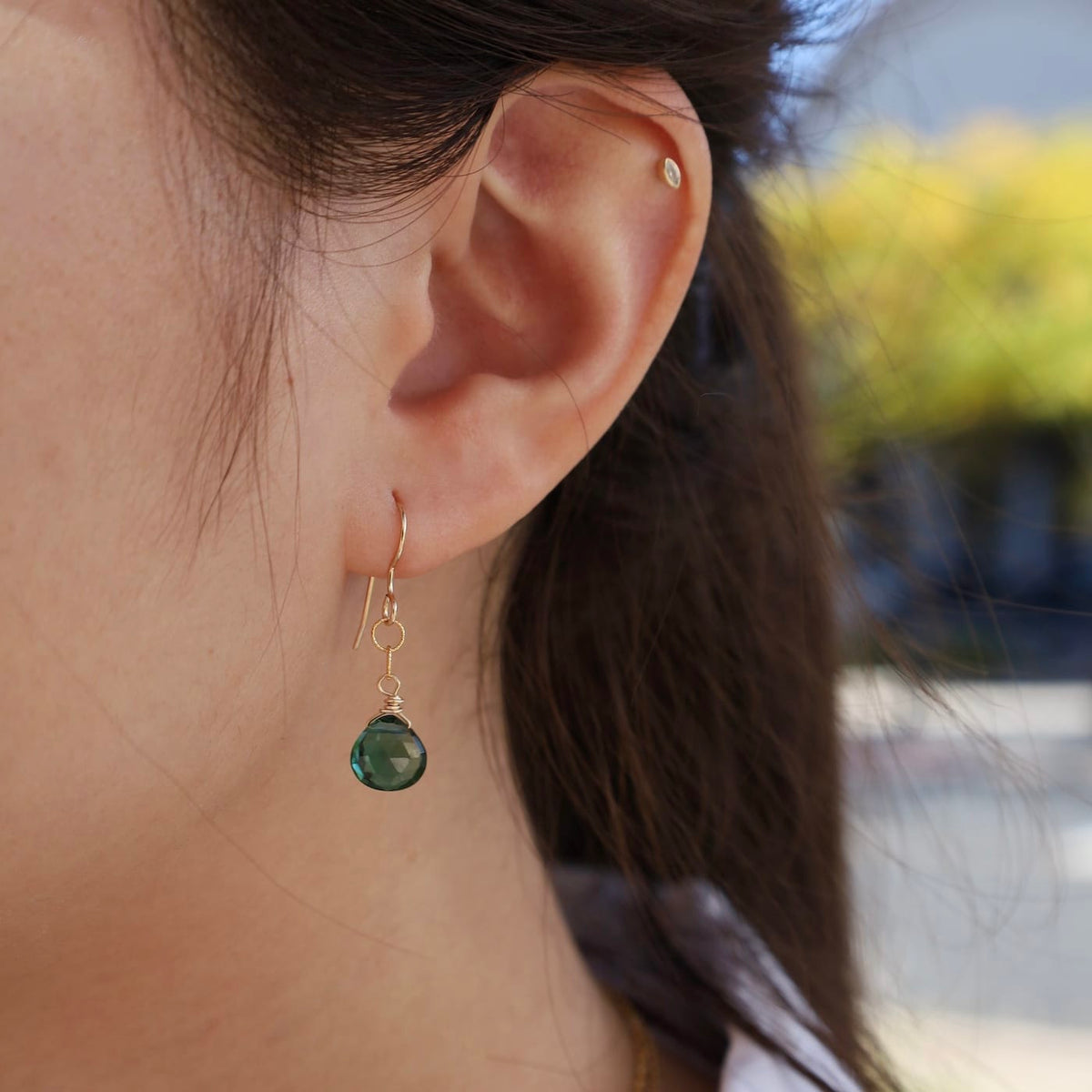 EAR-GF Gold Filled Indicolite Quartz Drops Earring