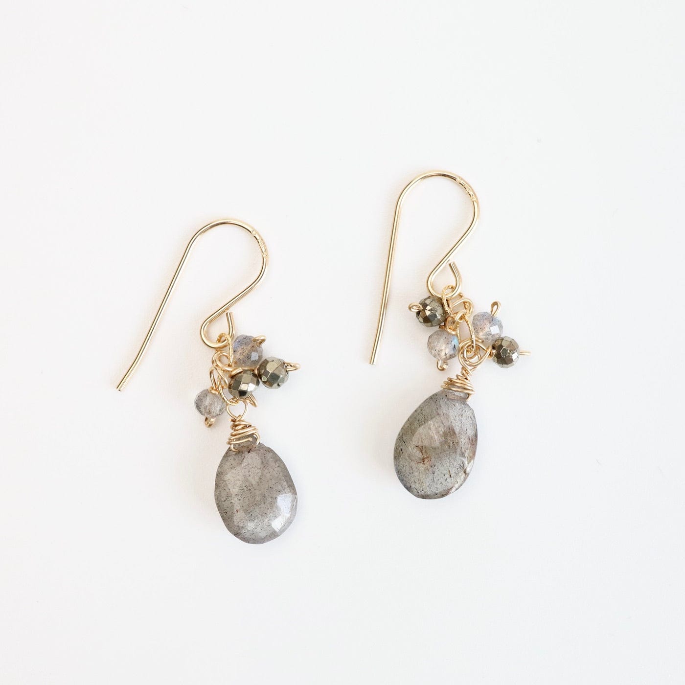 EAR-GF Gold Filled Labradorite Rondelle Cluster Earring