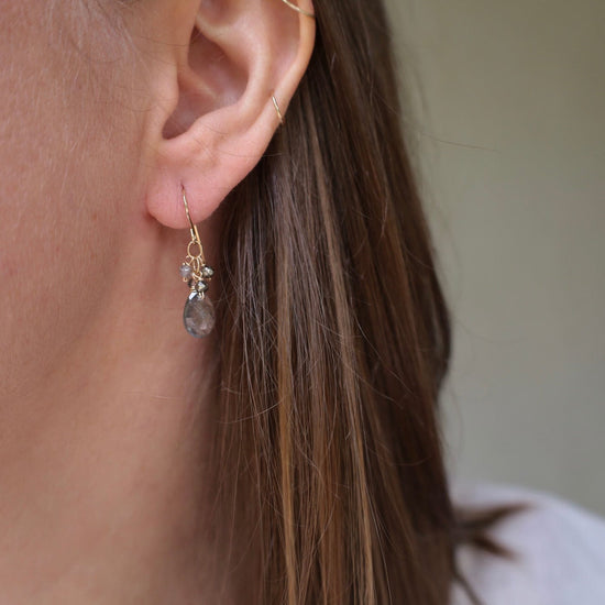 EAR-GF Gold Filled Labradorite Rondelle Cluster Earring