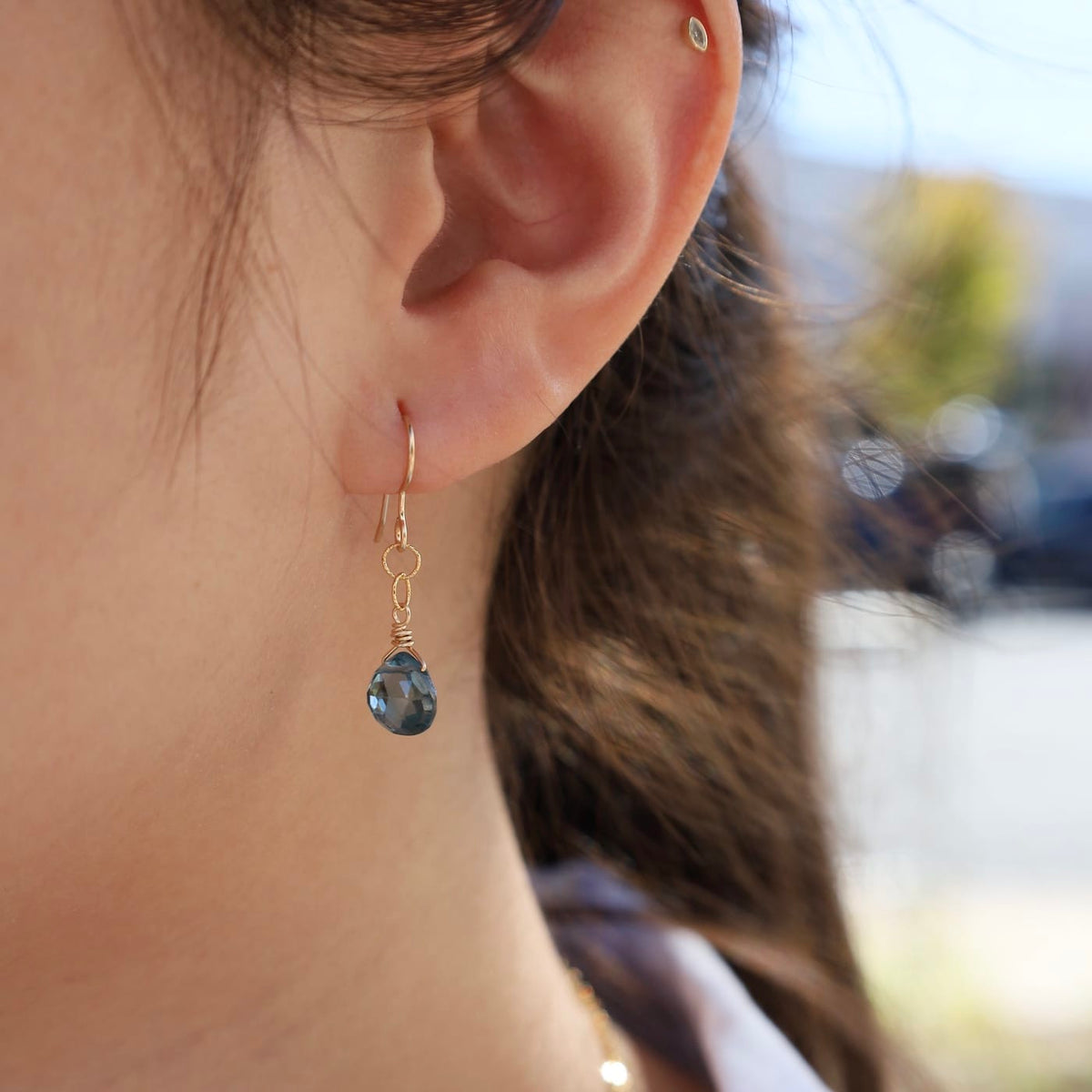 EAR-GF Gold Filled London Blue Topaz Drops Earring