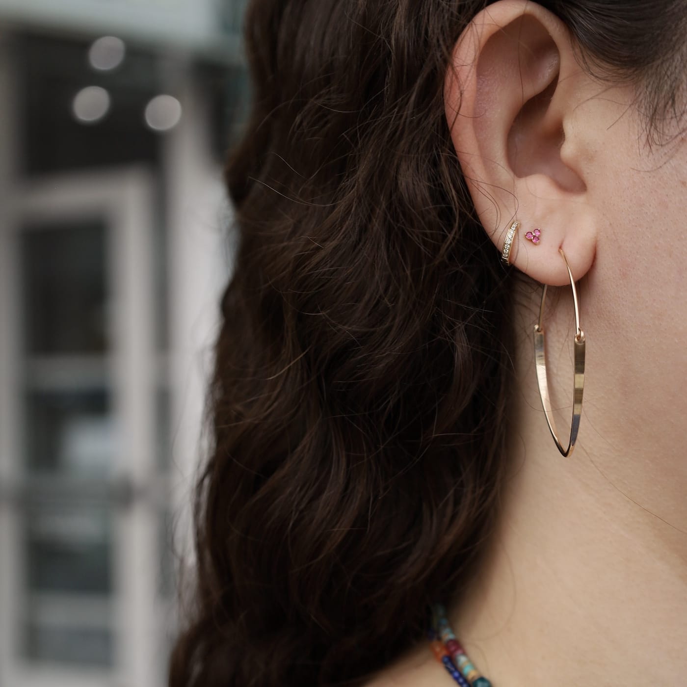 EAR-GF Gold Filled Medium Hinged Teardrop Flat Hoops