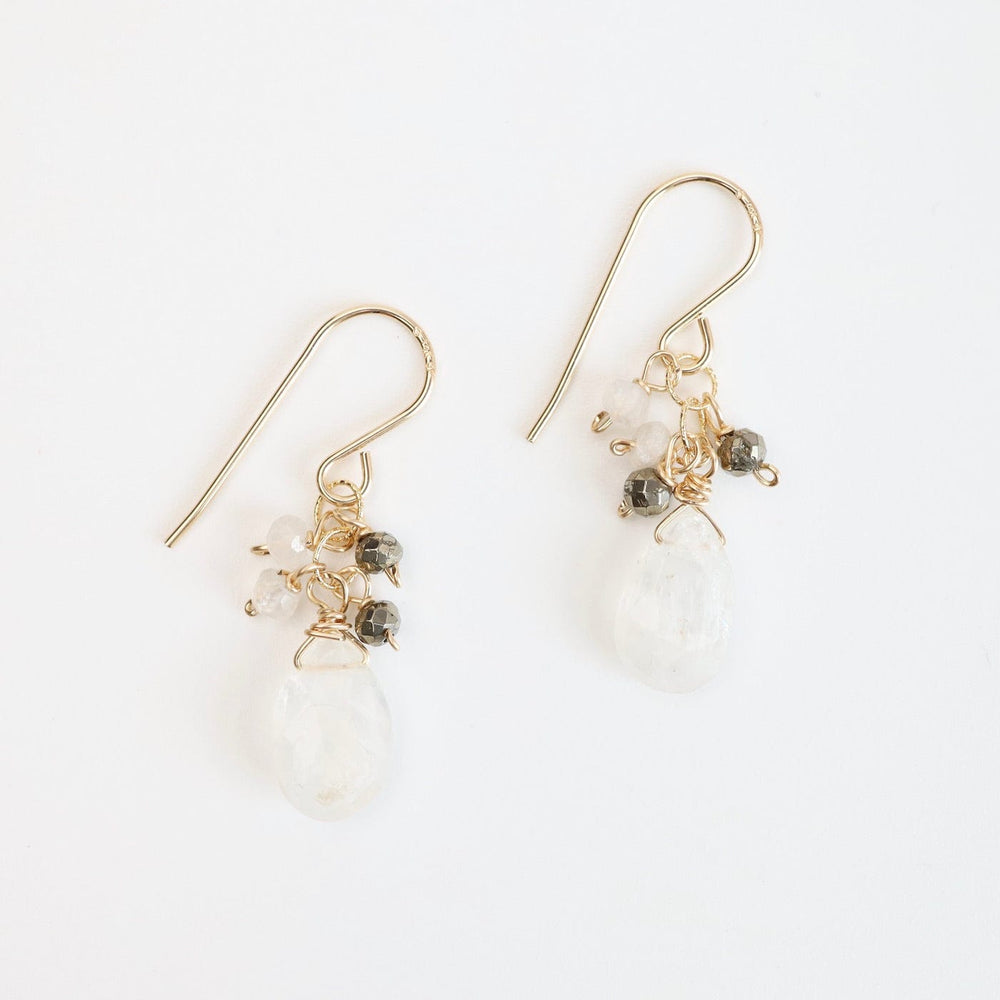 EAR-GF Gold Filled Moonstone Rondelle Cluster Earring