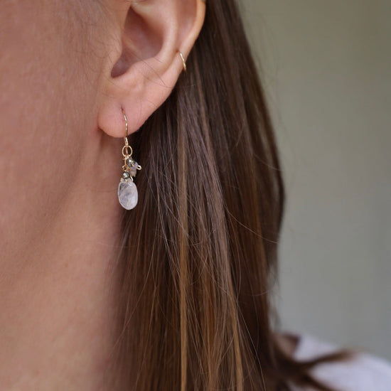 EAR-GF Gold Filled Moonstone Rondelle Cluster Earring