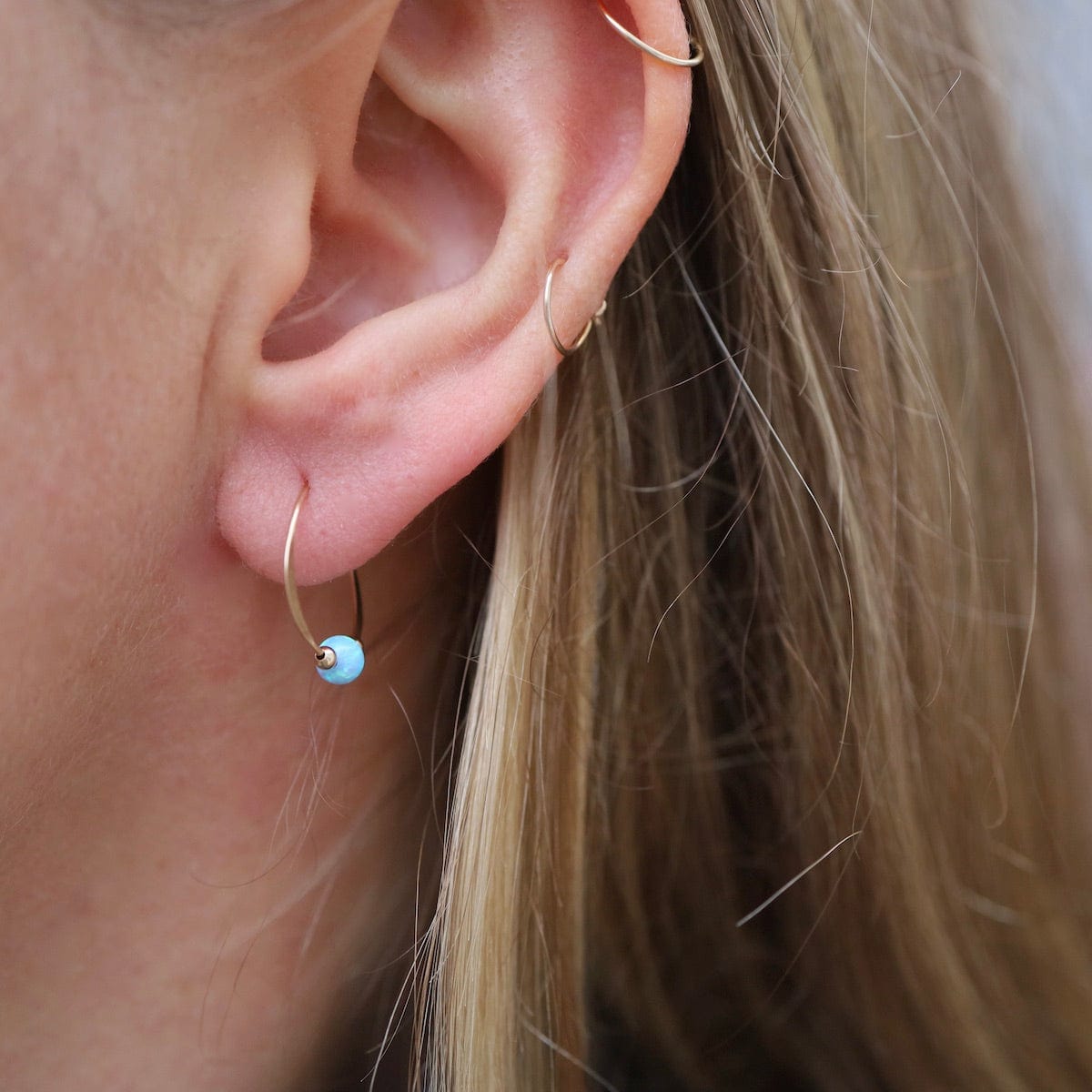 EAR-GF Gold Filled Opal Beaded Hoop Earrings